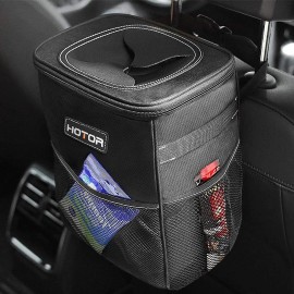 CAN HOTOR Car Trash Can with Lid and Storage Pockets - 100% Leak-Proof Organizer