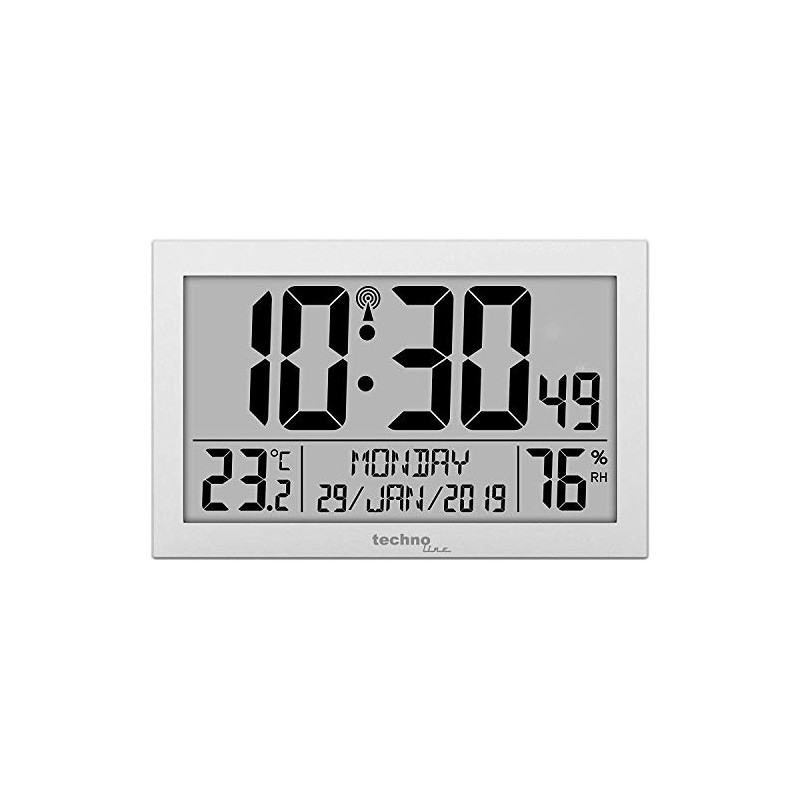 Technoline WS 8016 Digital Radio Wall Clock with Temperature and