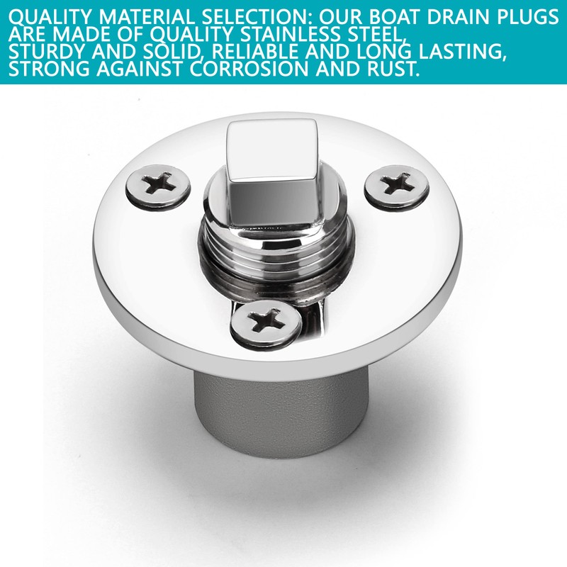 YUSOVE Garboard Drain Plug Kit,Marine 316 Stainless Steel Drain Plug