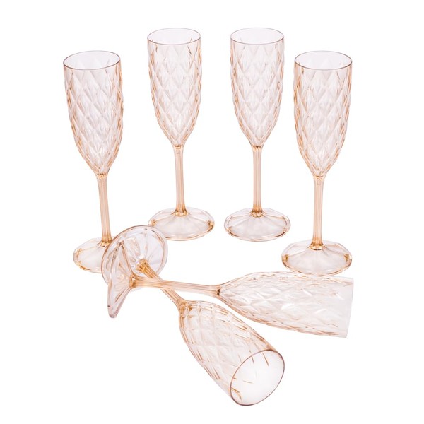 Plasutil Vintage Champagne Glasses | 6 Pieces | Unbreakable |