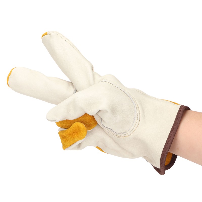 Garden Cowhide Gloves Puncture Proof Wearproof Full Finger Leather Gloves