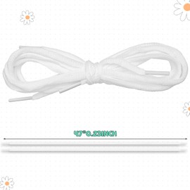 40 Pairs Oval Shoes Laces Bulk 1/4" Half Round Shoe Laces for Sneakers Black White Gray Colorful Shoelaces (White,47 Inch)