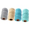 Operitacx 4 Pack Braided Cotton Rope Rolls 2mm Thick Multi