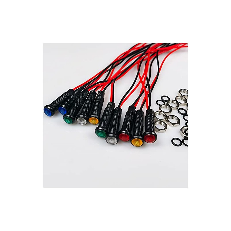 Gebildet 10pcs LED Plastic Indicator Pilot Light AC/DC 12-24V Mounting