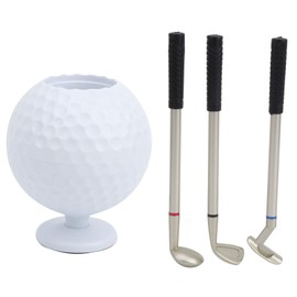 Golf Desktop Gift, Golf Ball Model Pen Holder Golf Putter Pen Desktop Golf Holding Stand Mini Golf Ball Pen Holder, for Friends Home