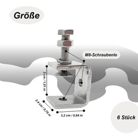 C Clamp, Pack of 6 Clamps, Fixing Pliers, Adjustable Clamping Range, Weldinger Screw Clamp, Carrier Clamp, Clamps Screw Clamp 0-2.5 cm, Clamps & Tensioners, for Welding and Carpentry, Car Repair
