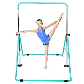 RINREA Gymnastic Bars for Kids with Adjustable Height, Folding Gymnastic Training Kip Bar, Junior Expandable Horizontal Monkey Bar for Home
