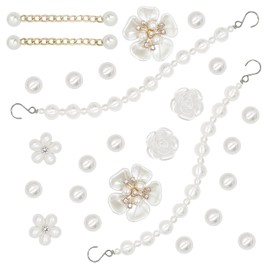 PandoreBox 26Pcs cute Pearl bling shoe charms, Flower Pearl Shoe Decoration Accessories for Women, DIY Own Style Sandal chains Accessories