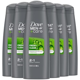 Dove Men+Care - Champú y acondicionador 2 en 1 fortificante, fresco y limpio para cabello normal a graso con cafeína y mentol para ayudar a fortalecer