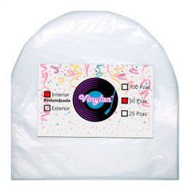 Vinylan 50 Piezas Fundas Interiores Antiestáticas Redondeadas Protector para Discos de Vinilo LP de 12 Pulgadas 33 RPM. De Plástico Semitransparente Calibre 100