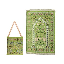 Abiyou Muslim Prayer Mat, Islamic Prayer Rug, Islamic Prayer Mat with Elegant Design Bag, Portable Foldable Prayer Rug, Ramadan Prayer Rug, Muslim Foldable Prayer Mat, for Ramadan (Yellow Green)