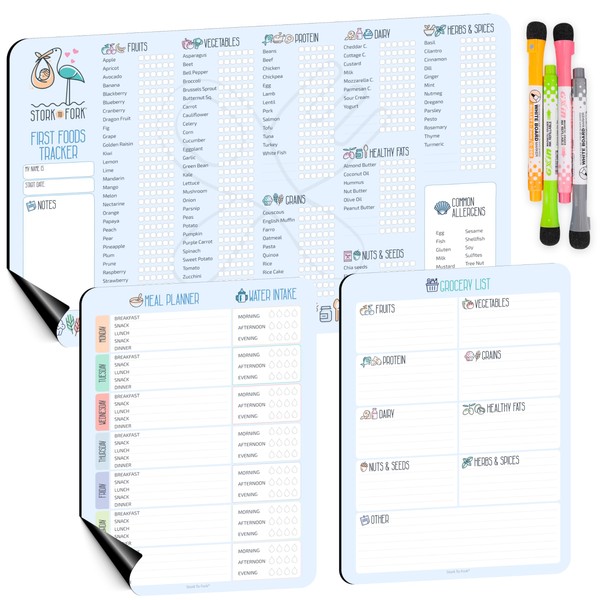 Baby First Food Tracker, Magnetic Meal Planner, Fridge Grocery Shopping