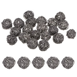 M METERXITY Pack of 20 Wicker Rattan Balls 40 mm Decorative Rattan Balls Orbs Vase Filler Bowl Filler for Christmas/Weddings/Thanksgiving/DIY Crafts/Home Decor [Grey]