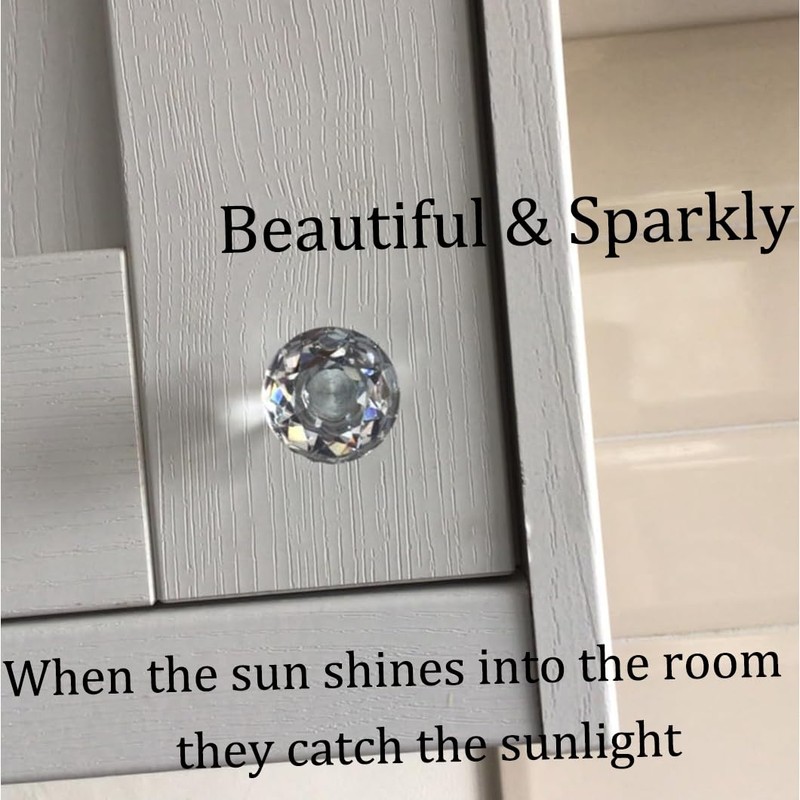 MAKTSAM 20PCS 30mm Clear Crystal Door Knobs, rystal Door Drawer