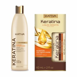 2 Pack KATIVA Keratina Shampóo 355 ML + KATIVA Keratina Líquida 60 mL