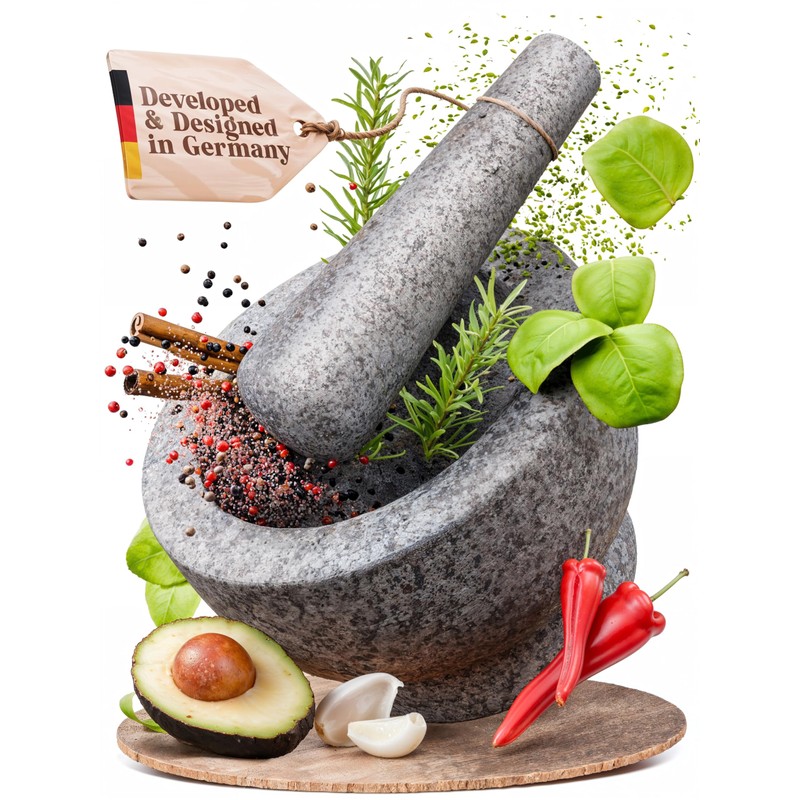 ChefSofi 1.5 Cup-Capacity Mortar and Pestle Set - Unpolished Heavy