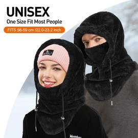 AYPOW Unisex Winter Thermal Fleece Balaclava, Windproof Ski Mask Face Cover, Multifunctional Winter Fleece Hat Hood with Neck Warmer Snood for Men Women, Outdoor Sports Running Skiing Cycling Hiking