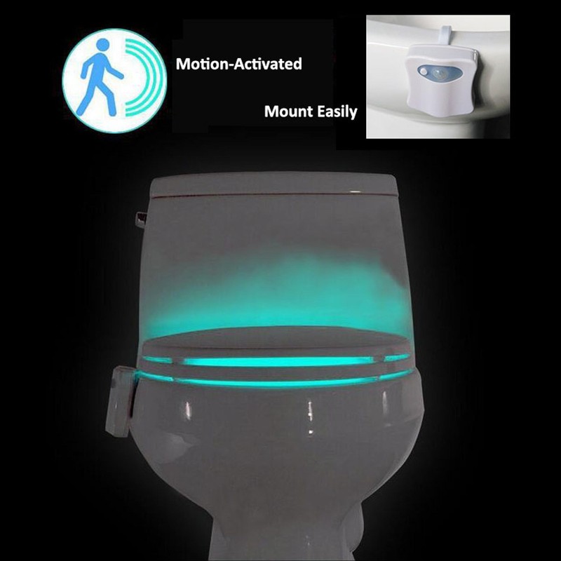 INTSUPERMAI Toilet Night Light 8 Color Motion Sensor LED Toilet