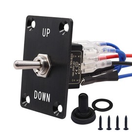 Momentary 6 Pin 3 Position (ON)-Off-(ON) UP/Down Polarity Reverse Switch Rocker Toggle Switches with Panel,Wires and Cap Black