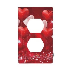 Pznen Valentine's Day Outlet Covers Red Love Hearts Balloons 1-Gang Wall Plate Duplex Standard Receptacle Plug Cover for Women Boys Girls Room