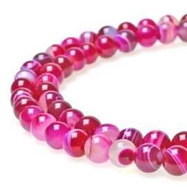 jartc Rose Ronda de rayas ágata Gemstone Beads, 6 mm, 1