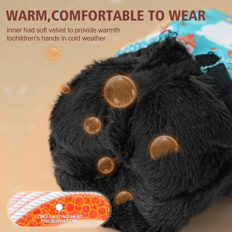 Andake Kids Ski Mittens Gloves Waterproof&Breathable Winter Warm Snow Gloves