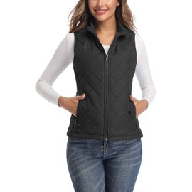 LONGKING Women's Vest - Stand Collar Lightweight Zip Quilted Vest for Women