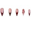 Uñas Postizas Largas Con Presión, Estilo Stiletto, Francesas, Marrones, Con