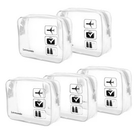 Lermende Transparent Toiletry Bag, Liquid Bag, Hand Luggage, TSA Approved Cosmetic Bag, Transparent Bag, Airport Compliant Bag, Travel Bag, Aeroplane Travel Bag, 1 Litre, 5 Clear, unisex-adult