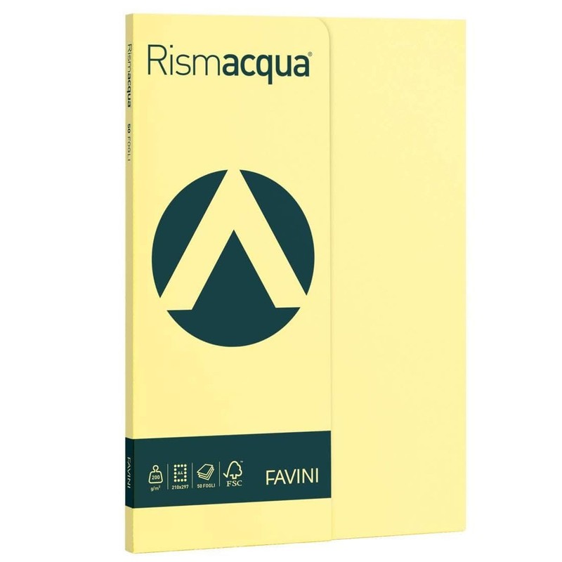 Favini A692544 Rismacqua colore GIALLO CHIARO confezione da 50 cartoncini