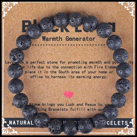 YUEBAYUE Rock Lava Healing Crystal Bracelets,Anxiety Beaded Gemstone Bracelets for Women,Birthday Valentines Christmas Gifts for Women