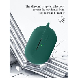 Case for SoundPeats PearlClip True Wireless Bluetooth Earphones,Soft Protective,BOVUGAC Silicone Case Cover with Keychain & Cleaning Kit & Lanyard for SoundPeats PearlClip Earbuds-Green