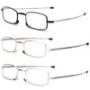 REAVEE 3 Pack Folding Reading Glasses with Keychain Compact Bags