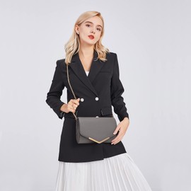 Miss Lulu Women's Clutch Elegant Envelope Evening Bag with Chain High Quality Handbag for Wedding Party and Prom