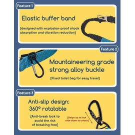 JingJoul Dog Leash, Hands Free - 6-in-1 Reflective Bungee Leash Design for Large & Medium Dogs, Adjustable Nylon Belt for Running, Hiking & Daily Walks (Blue)