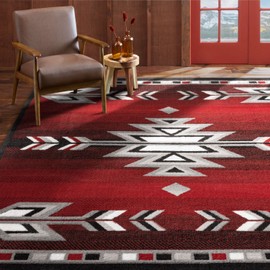 Home Dynamix Premium Sagrada Southwestern Geometric Area Rug, Red/Grey, 5'2"x7'4"