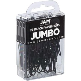 JAM PAPER Clips de papel gigantes coloridos – Grande de 50,8 mm – Clips negros – 75 unidades