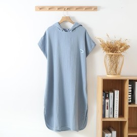 100% Cotton, Room Dress, Gown, Ladies, Pajamas, Towel, Absorbent, Quick Drying, Gentle Texture, Brushed Cotton, Loungewear, blue