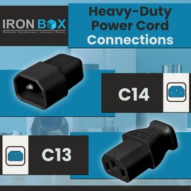 IronBox Electric C14 to C13 Power Cord - 15A/250V, 14/3 AWG SJT - UL Listed Power Extension Cord - Heavy Duty IEC Cable Connector - Jumper Cable for Computer, Speaker, Monitor, PDU & More (3ft, White)