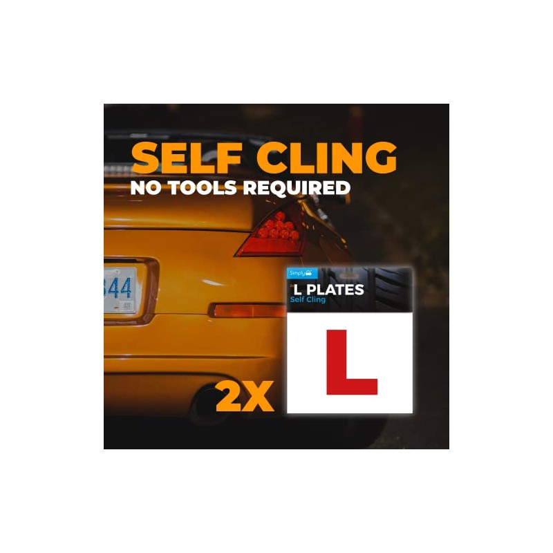 Simply TL1200 Pack of 2, Self-Cling Car L-Plates, Twin Pack