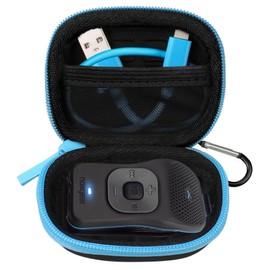 BOVKE Carrying Case for Noxgear 39g Wearable Waterproof Bluetooth Speaker, Magnetic Clip-On Wireless Portable Mini Bluetooth Speakers Holder, Mesh Pocket for Charging Cables, Black+Blue