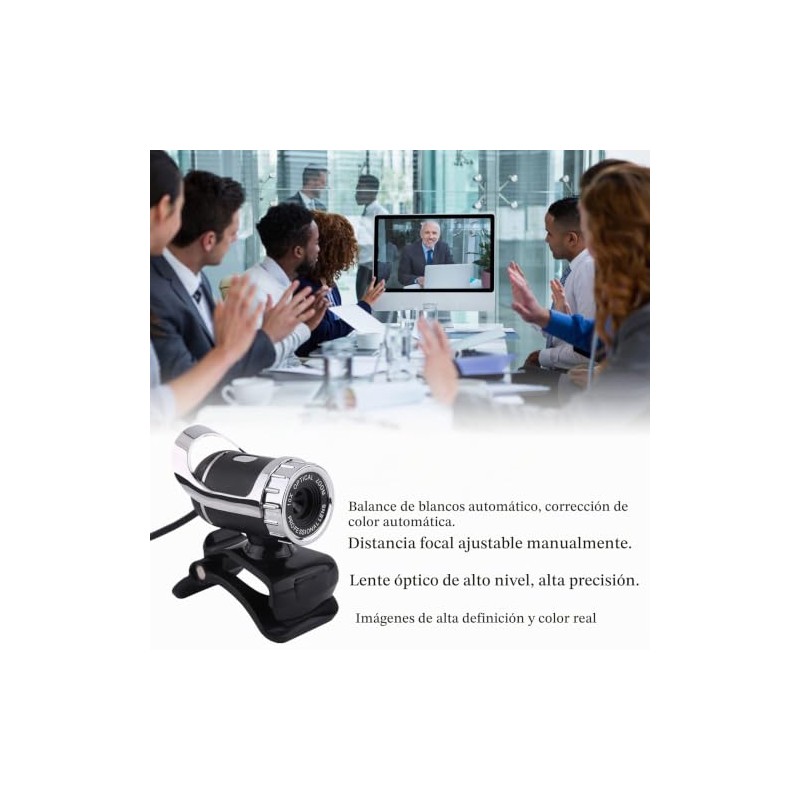 Cámara Web HD con Microfono, Webcam de Conferencia USB con