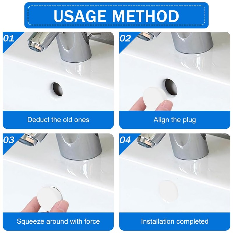 DULZEN Pack of 6 Sink Overflow Cover Overflow Covers for