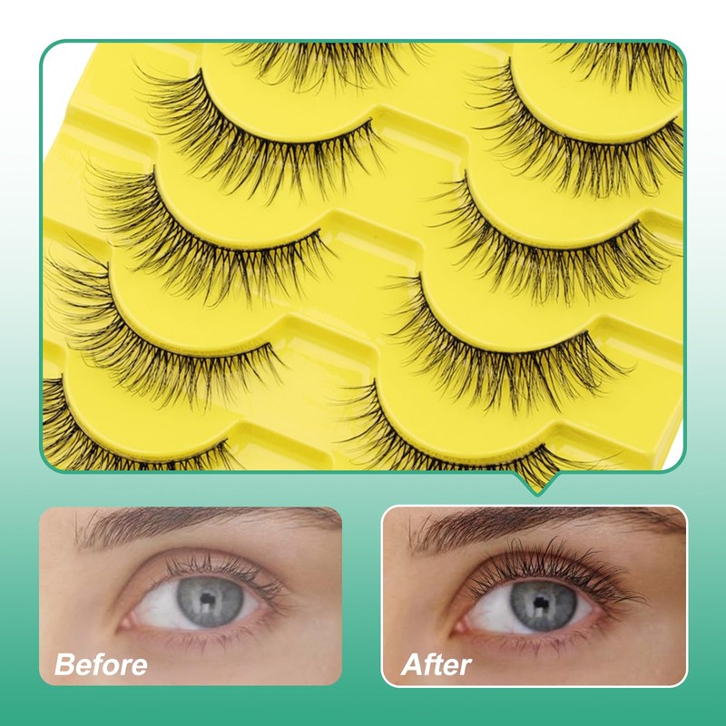 GEMERRY False Eyelashes, 10 Pairs, Soft Faux Mink Eyelashes, Fluffy