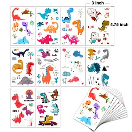 Glow In The Dark Dinosaur Temporary Tattoos, 10 Sheets Waterproof Fake Luminous Temporary Tattoos Stickers for Boys and Girls