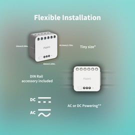 Aqara Dual Relay Module T2,Matter Over Bridge,Requires Aqara Zigbee 3.0 HUB, Dry Contact Mode for Garage Doors and Boilers, Light Switch & Roller Shade Switch, Supports Homekit and Alexa