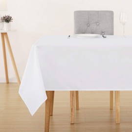 Deconovo Christmas Decorations Oxford Decorative Wipeable Tablecloth Rectangle Water Resistant Tablecloth for Dinner Table 132x229cm(52x90in) White