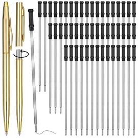 Fuutreo 50 Pcs 4.5-inch Slim Metal Ballpoint Pen Refills Bulk Replaceable Smooth Writing Medium Tip 1 mm Ink Refill for Fancy Boss Wood Pens Office Business Twist Ballpoint Pen(Black Ink)