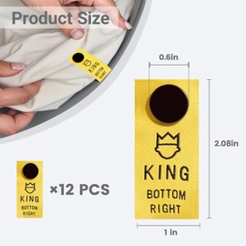 SheetSnaps King Size Bed Sheet Labels – 12-Pack Yellow Snap-On Sheet Tags – Easy Sheet Orientation for King Bedding – Washable, Durable, Size Identifiers for Linen Closet Organization