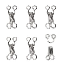 Set de 100 cierres de gancho y ojal de metal plateados de Honbay de 17mm para brasier y ropa